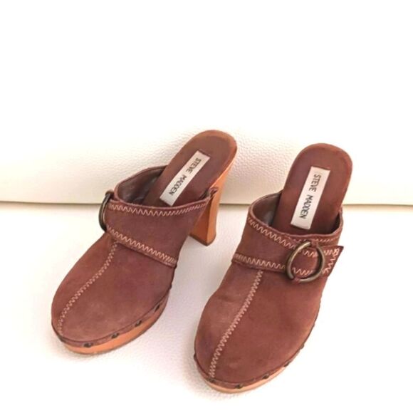 Steve Madden Faris Vintage 1990's Y2K Style Brown Suede Clogs Mules Sz… - Picture 2 of 8